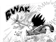 Goku używający Nyoi-bo na pterodaktylu.[47]