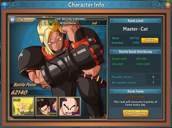 Game Interface, DBZ Online Wiki