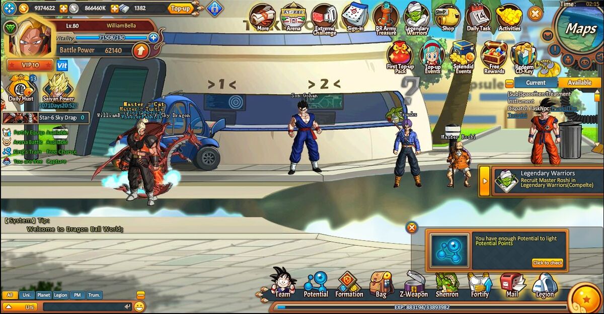 Dragon Ball Z Online Gameplay Part 1 