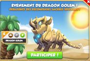 Fiche d'événement mettant en scène le dragon GOLEM