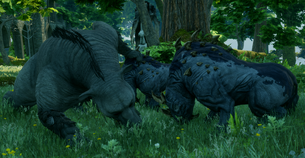 Bearfightingbronto.png (1.39 MB) A great bear fighting two brontos