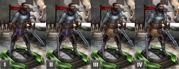 Tier progression of Warden Commander Duncan in Heroes of Dragon Age