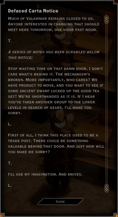 Note: Defaced Carta Notice, Dragon Age Wiki