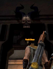 Ogreskull.jpg (79 KB) An ogre's skull hangs above the vault door.