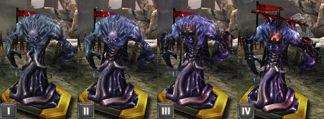 Tier progression of a Sloth Demon in Heroes of Dragon Age