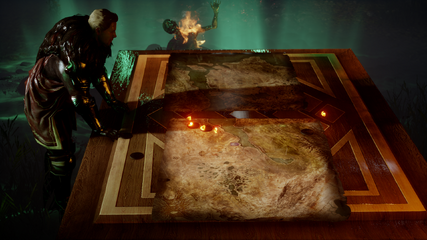 Another is Cullen behind the War Table, marking Arbor Wilds on the map.