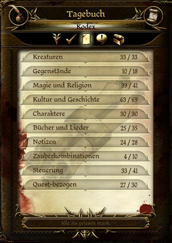 Das Kodex-Journal in Dragon Age: Origins