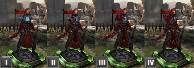 Tier progression of "Red Lyrium Meredith" in Heroes of Dragon Age