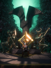 Fall of the Protector sitting on its throne