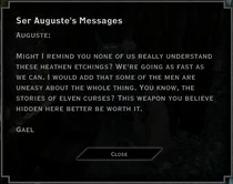 Found in Argon's Lodge; to Auguste, from Gael