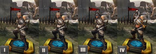 Tier evolution of a Tevinter Arcane Warrior from Heroes of Dragon Age