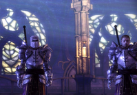 Cullen and another templar witness the Mage Warden's Harrowing