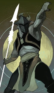 Qunari 'Spearman' Tarot Design.png (975 KB) Tarot Card of a Qunari warrior of the Antaam