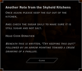 Another Note from the Skyhold Kitchens