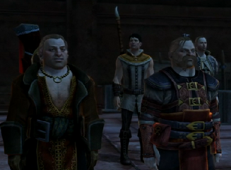 Varric, Bartrand, Carver and Anders in the Deep Roads