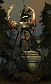 Statue of Maferath in the Wending Wood in Dragon Age: Origins - Awakening.