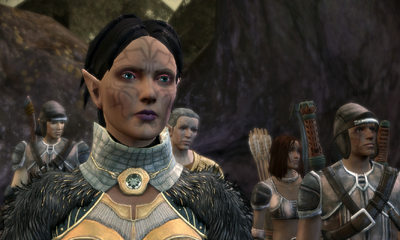 Merrill with her clan in Dragon Age: Origins