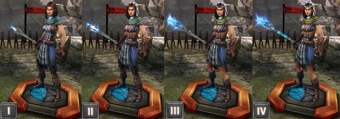 Tier progression of Grey Warden Bethany in Heroes of Dragon Age