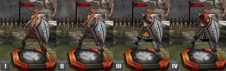 Tier progression of Aveline Vallen in Heroes of Dragon Age