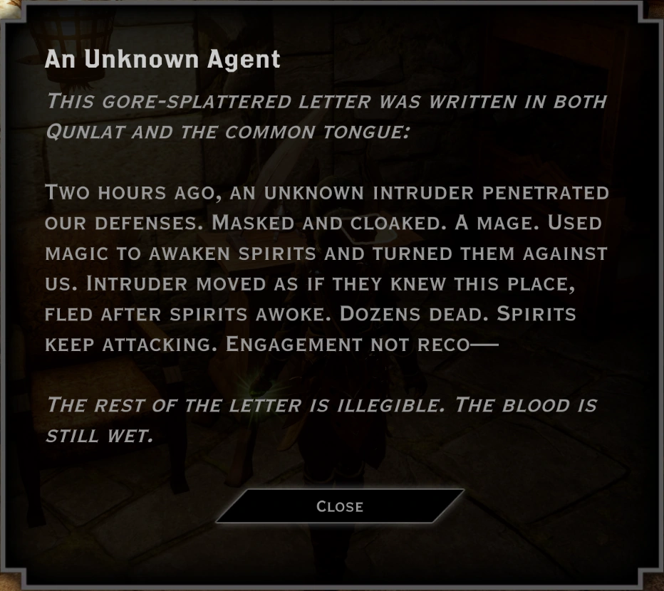 Note An Unknown Agent Dragon Age Wiki Fandom