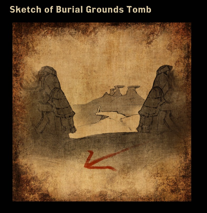 Codex entry: Sketch of Burial Grounds Tomb.