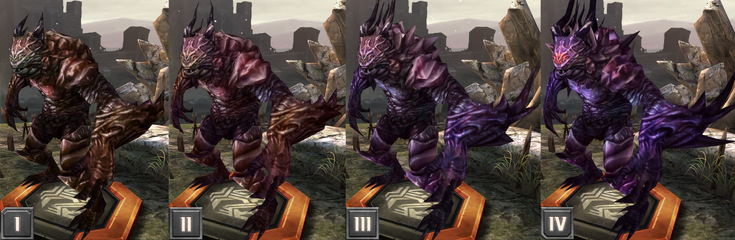 Tier progression of a Pride Demon in Heroes of Dragon Age