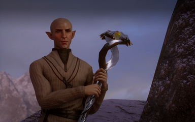 Solas shortly before discovering Skyhold.