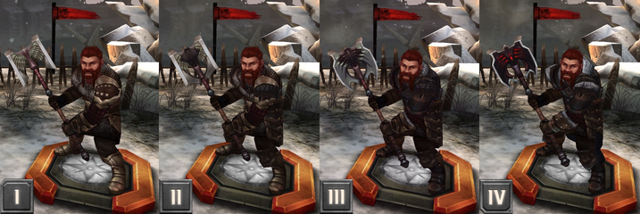 Tier progression of Oghren in Heroes of Dragon Age