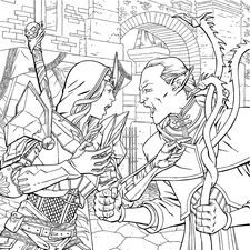 Meredith und Orsino im Dragon Age Adult Coloring Book