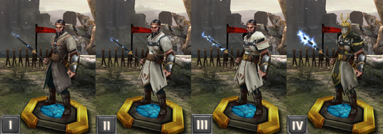 Tier evolution of a Tevinter Battlemage from Heroes of Dragon Age