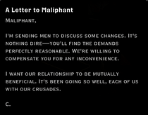 A letter addressed to Maliphant