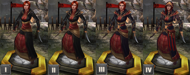 Tier progression of Lay sister Leliana in Heroes of Dragon Age