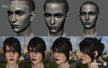 3D Gesichtsmodell von Morrigan während der Entwicklung
