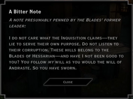 Note Text - A Bitter Note