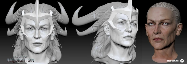 3D Gesichtsmodell von Flemeth während der Entwicklung