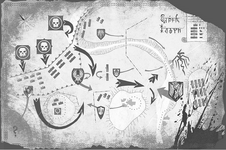 Battle map from the Fourth Blight, featuring a rare example of written Elvish.