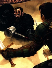 Ein Kal-Sharok zwerg im Kampf