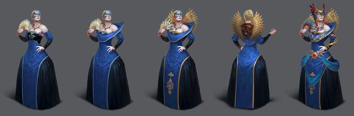 Artwork of Empress Celene's tier progression in Heroes of Dragon Age