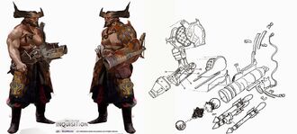 Iron Bull with his cannon prosthetic arm