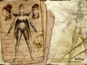 Concept art of a female character from an extremely early concept of Origins'"`UNIQ--ref-00000005-QINU`"'