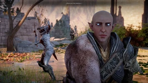 Solas usando su poder de petrificar