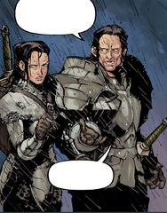 Teyrn Loghain y ser Cauthrien en Ostagar (Dragon Age: Dark Fortress).