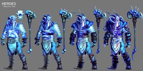 Artwork of Maferath's tier progression in Heroes of Dragon Age