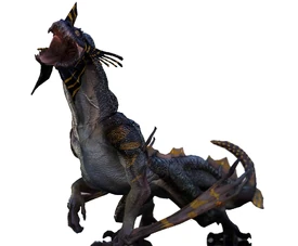 A roaring Wyvern, showing off its split-mandible mouth.