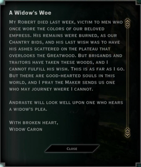 Note Text - A Widow's Woe