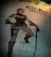 Concept art of an elven bard from Heroes of Dragon Age