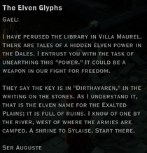 The Elven Glyphs; to Gael, from Auguste