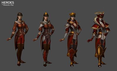 Artwork of her tier progression in Heroes of Dragon Age