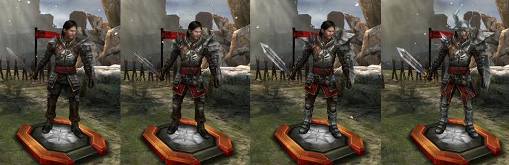 Tier progression of Samson as a Templar in Heroes of Dragon Age