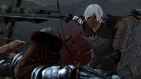 Fenris cutting down a raider.